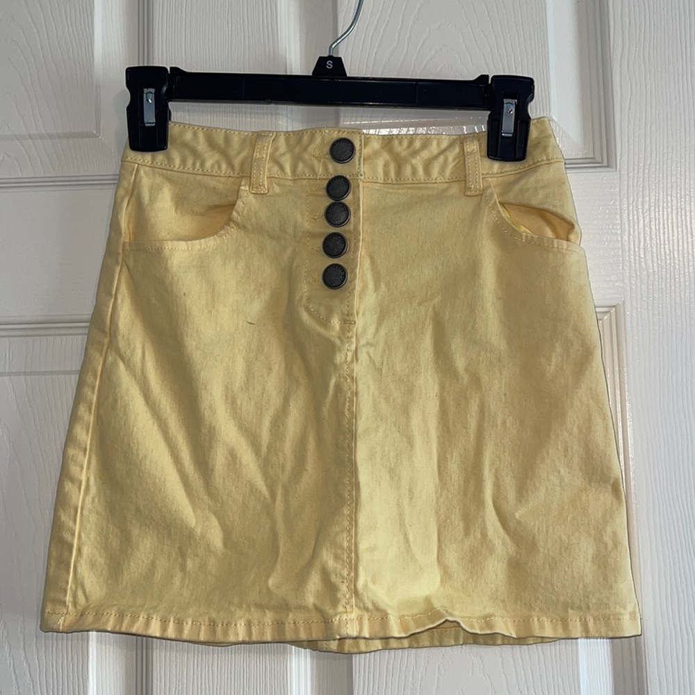 Dillard copper key yellow denim skirt